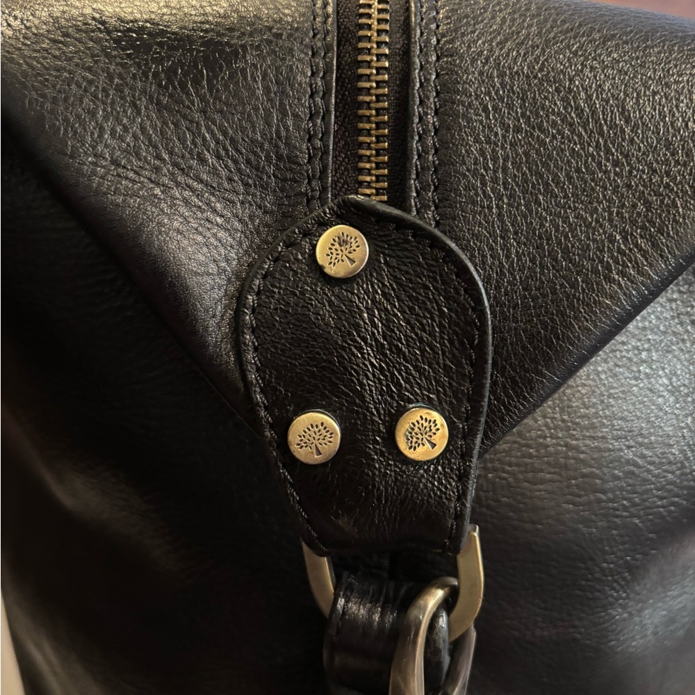 Mulberry Black Leather Travel Duffle Bag Large with Carry Strap Serial# 026904 - Picture 5 of 16